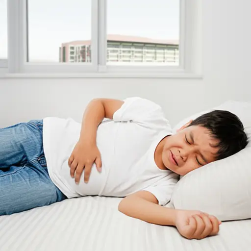 我肚子疼，所以没去上学。