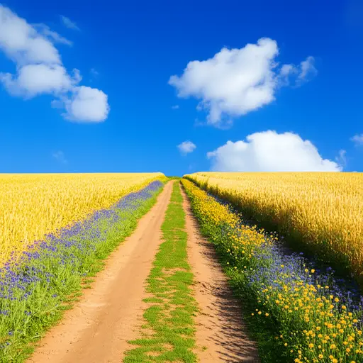 这条穿过田野的小路很漂亮。