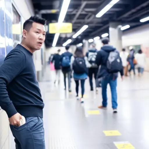 他的钱包在地铁站被偷了。