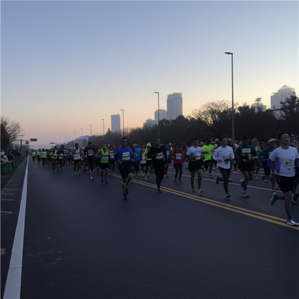 马拉松比赛通常在清晨开始。