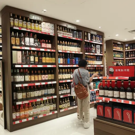 我们去免税店买酒。