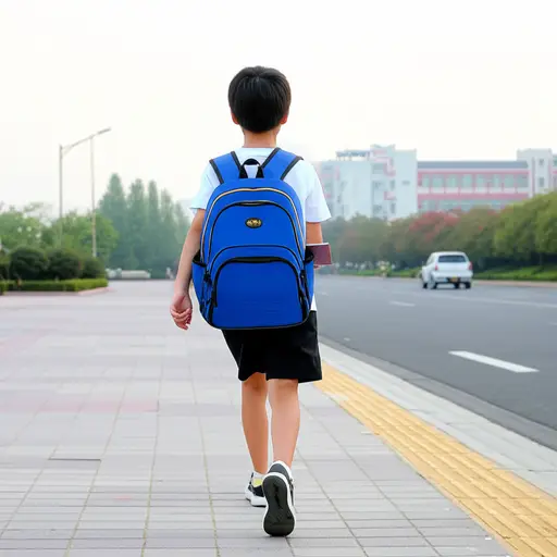 我每天步行去上学。