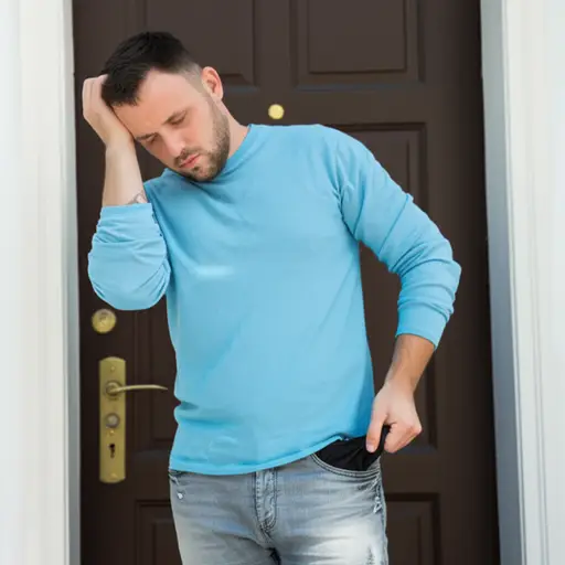 他像往常一样忘了带钥匙。