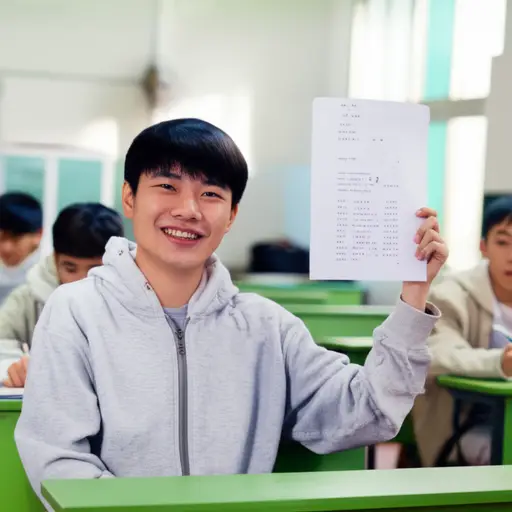 他在数学考试中得了高分。