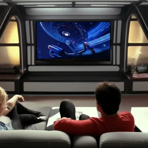 “我们昨晚看了新的《星际迷航》电影。” “哦，我们也看了。”