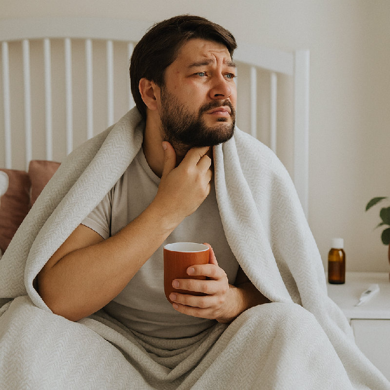 如果你感到喉咙疼痛，可以喝点温水。