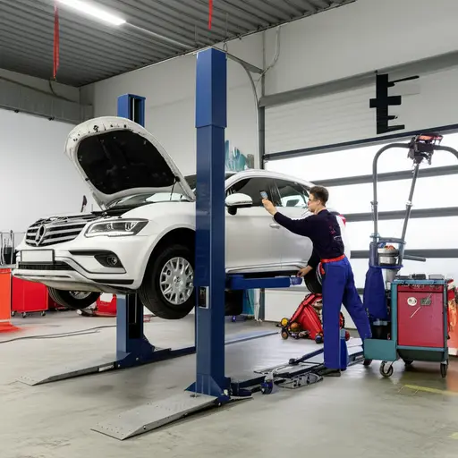 我的车在车库里进行维修。