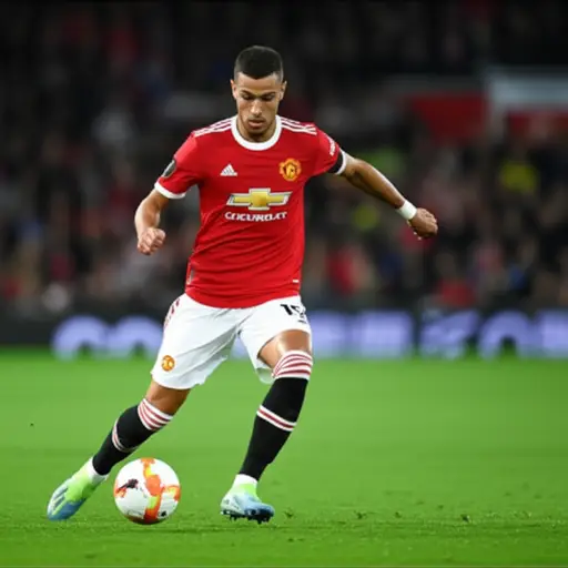 他为曼联队踢球。