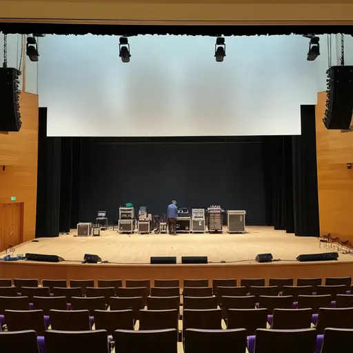 学校升级了大礼堂的音响系统。