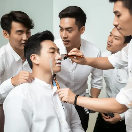 在一些传统中，新郎在婚礼前由朋友们帮他刮胡子。
