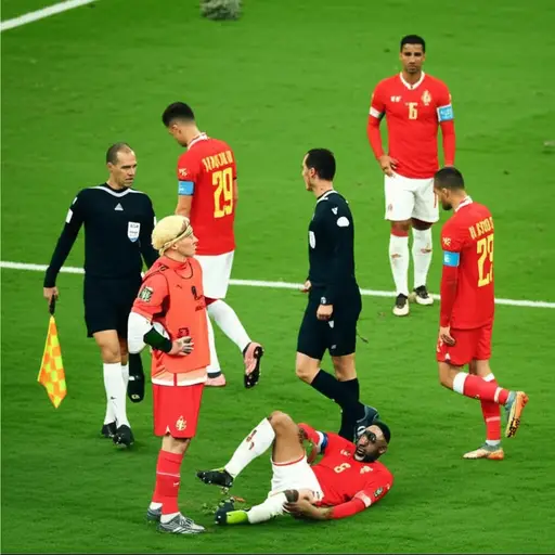 他在比赛中伤了膝盖。