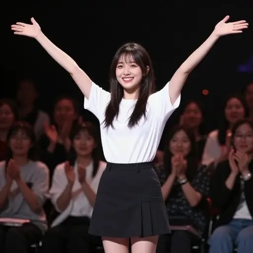 成功演出后，她感到非常快乐。