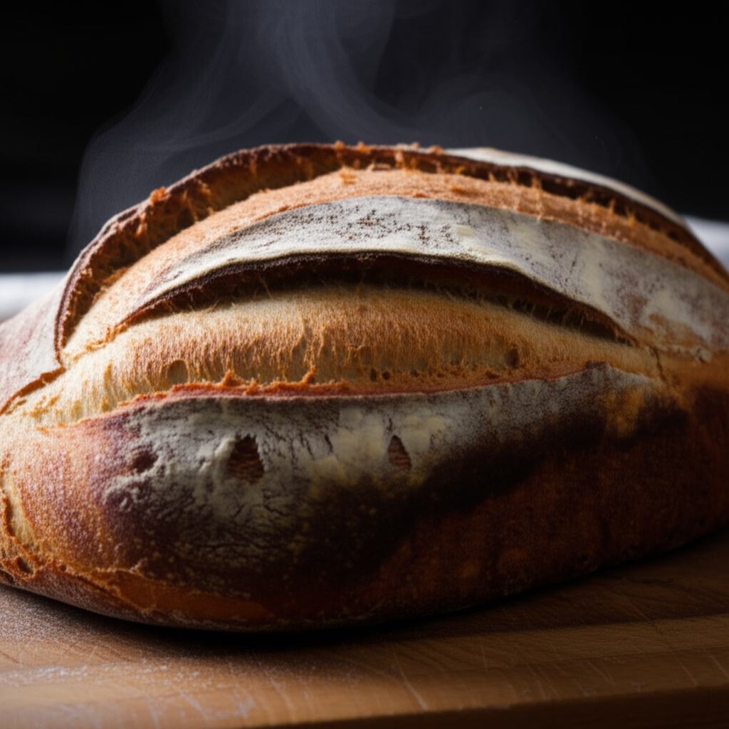 这面包刚出炉，还冒着热气。